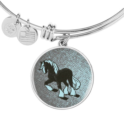Clydesdale Horse Print Circle Pendant Luxury Bangle-Free Shipping - Deruj.com