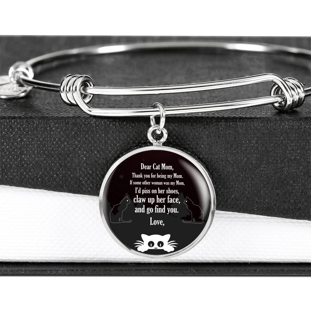 Cute Cat Print Circle Pendant Luxury Bangle-Free Shipping - Deruj.com