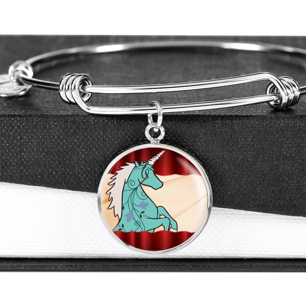 Unicorn Print Circle Pendant Luxury Bangle-Free Shipping - Deruj.com