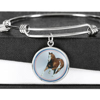 American Paint Horse Print Circle Pendant Luxury Bangle-Free Shipping - Deruj.com