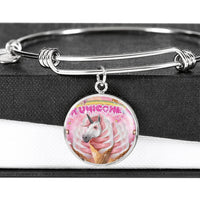 Creamy Unicorn Print Circle Pendant Luxury Bangle-Free Shipping - Deruj.com