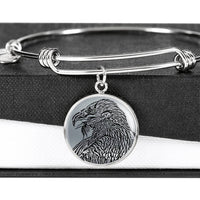 Bearded Vulture Bird Sketch Print Circle Pendant Luxury Bangle-Free Shipping - Deruj.com