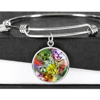 Happy Cats Print Circle Pendant Luxury Bangle-Free Shipping - Deruj.com