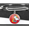 Unicorn Rainbow Print Circle Pendant Luxury Bangle-Free Shipping - Deruj.com