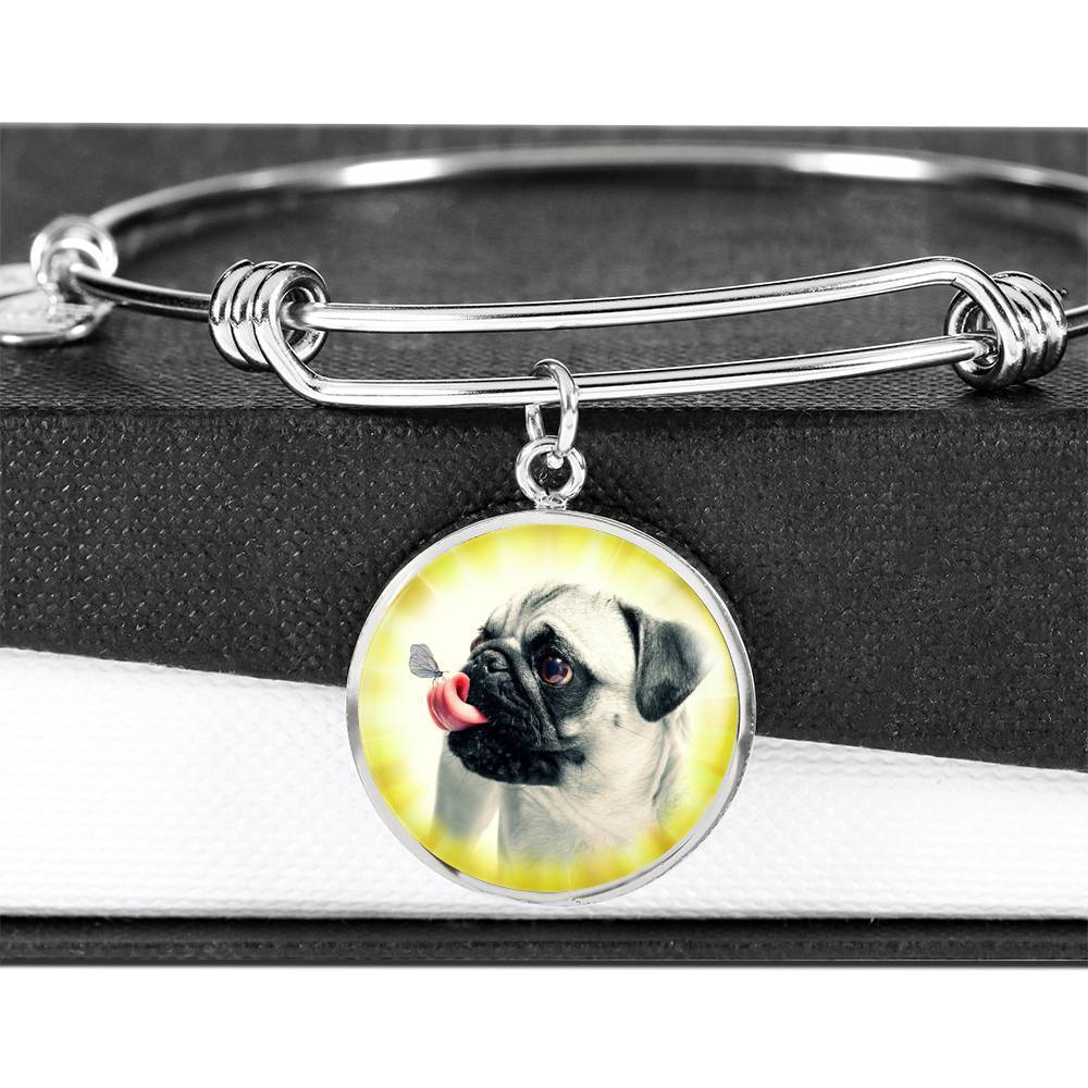 Cute Pug Dog Circle Pendent Luxury Bangle-Free Shipping - Deruj.com