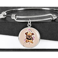 Brussels Griffon Print Circle Pendant Luxury Bangle-Free Shipping - Deruj.com