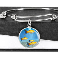 Common Molly Fish Print Circle Pendant Luxury Bangle-Free Shipping - Deruj.com