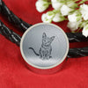 Russian Blue Cat Art Print Circle Charm Leather Bracelet-Free Shipping - Deruj.com