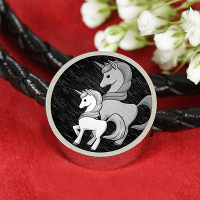 Cute Unicorn Print Circle Charm Leather Bracelet-Free Shipping - Deruj.com
