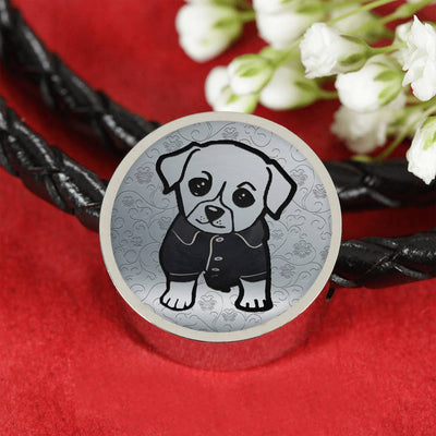Cute Dog Art Print Circle Charm Leather Bracelet-Free Shipping - Deruj.com