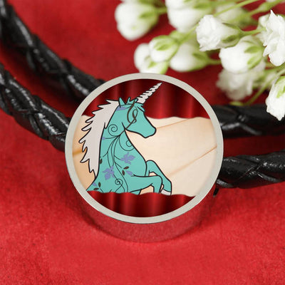 Unicorn Print Circle Charm Leather Bracelet-Free Shipping - Deruj.com