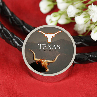 Texas Longhorn Cattle (Cow) Print Circle Leather Bracelet-Free Shipping - Deruj.com