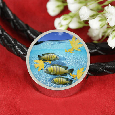 Afra Cichlid Fish Print Circle Charm Leather Bracelet-Free Shipping - Deruj.com
