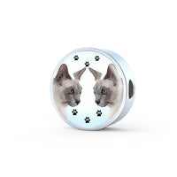Tonkinese Cat Print Circle Charm Leather Bracelet-Free Shipping - Deruj.com