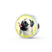 Cute Pug Dog Print Circle Charm Leather Woven Bracelet-Free Shipping - Deruj.com