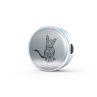 Russian Blue Cat Art Print Circle Charm Leather Bracelet-Free Shipping - Deruj.com