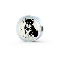 Shiba Inu Dog Print Circle Charm Leather Woven Bracelet-Free Shipping - Deruj.com