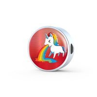 Unicorn Rainbow Print Circle Charm Leather Bracelet-Free Shipping - Deruj.com