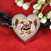 Brussels Griffon Dog Print Heart Charm Leather Bracelet-Free Shipping - Deruj.com