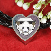 Amazing Panda Vector Art Print Heart Charm Leather Woven Bracelet-Free Shipping - Deruj.com