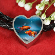Fantail Fish Print Circle Charm Leather Bracelet-Free Shipping - Deruj.com