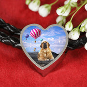 Spanish Mastiff Dog Print Heart Charm Leather Bracelet-Free Shipping - Deruj.com
