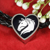 Friesian Horse Vector Art Print Heart Charm Leather Woven Bracelet-Free Shipping - Deruj.com