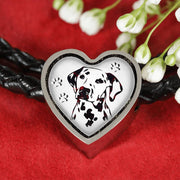 Dalmatian Dog Art Print Heart Charm Leather Woven Bracelet-Free Shipping - Deruj.com