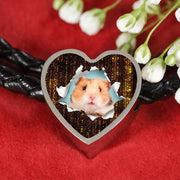 Syrian Hamster Print Heart Charm Leather Woven Bracelet-Free Shipping - Deruj.com