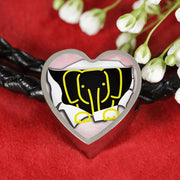 Cute Baby Elephant Print Heart Charm Leather Woven Bracelet-Free Shipping - Deruj.com