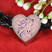 Lovely Horse Art Print Heart Charm Leather Woven Bracelet-Free Shipping - Deruj.com