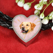 Labrador Retriever Dog Print Heart Charm Leather Woven Bracelet-Free Shipping - Deruj.com