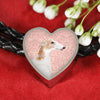 Borzoi Dog Print Heart Charm Leather Bracelet-Free Shipping - Deruj.com