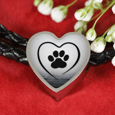 Paw Print Heart Charm Braided Bracelet-Free Shipping - Deruj.com