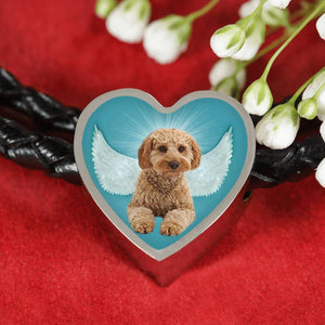 Cavapoo Dog Print Heart Charm Leather Bracelet-Free Shipping - Deruj.com