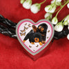 Tibetan Mastiff Dog Print Heart Charm Leather Bracelet-Free Shipping - Deruj.com