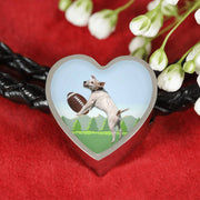 Playing Dog Print Heart Charm Leather Bracelet-Free Shipping - Deruj.com