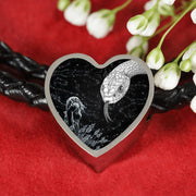 Amazing Snake Print Heart Charm Leather Bracelet-Free Shipping - Deruj.com