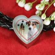 Jack Russell Terrier Print Heart Charm Braided Bracelet-Free Shipping - Deruj.com