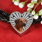 Rhodesian Ridgeback Print Heart Charm Braided Bracelet-Free Shipping - Deruj.com