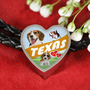 Cute Beagle Dog Print Texas Heart Charm Leather Bracelet-Free Shipping - Deruj.com