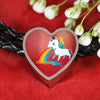 Unicorn Rainbow Print Heart Charm Leather Bracelet-Free Shipping - Deruj.com
