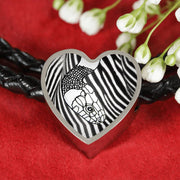 Black&White Snake Print Heart Charm Leather Bracelet-Free Shipping - Deruj.com