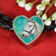 Andalusian Horse Watercolor Art Print Heart Charm Leather Woven Bracelet-Free Shipping - Deruj.com