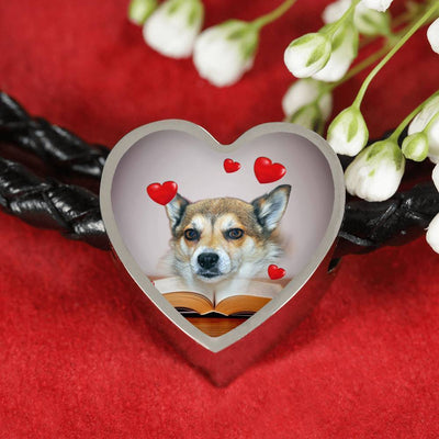 Norwegian Lundehund Print Heart Charm Braided Bracelet-Free Shipping - Deruj.com