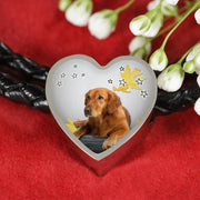 Golden Retriever Print Heart Charm Braided Bracelet-Free Shipping - Deruj.com