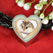 Robo Hamster Print Heart Charm Leather Woven Bracelet-Free Shipping - Deruj.com