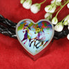 American Quarter Horse Print Heart Charm Leather Bracelet-Free Shipping - Deruj.com