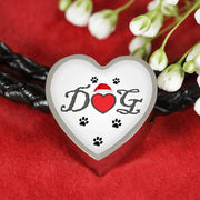 Dog Paws Print Heart Charm Leather Bracelet-Free Shipping - Deruj.com