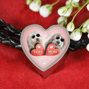 Old English Sheepdog Dog Print Heart Charm Leather Bracelet-Free Shipping - Deruj.com